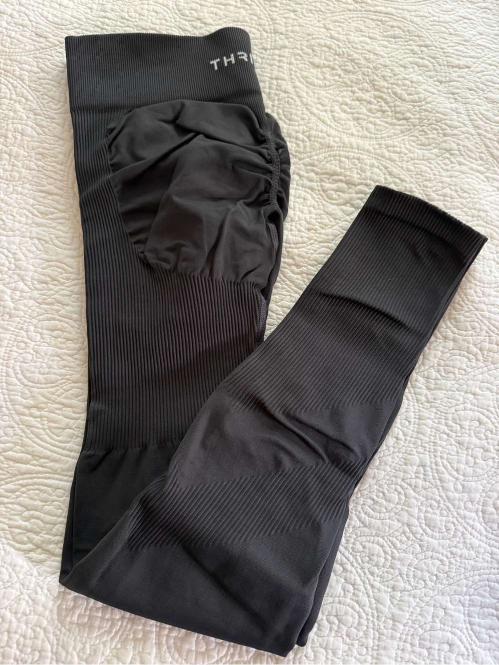 THRIVIN - “Elevate” Seamless Sculpt Ribbed Contour Leggings - Charcoal Grey